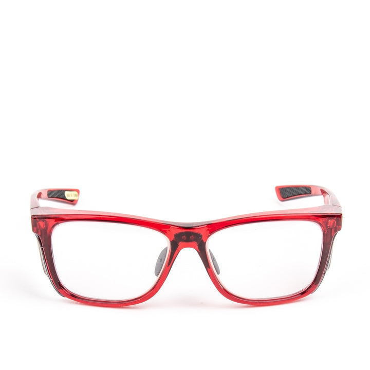 Hipster lead glasses crystal red front view - safeloox