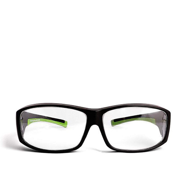 Model 17001 Fitover lead glasses in black green front view - safeloox