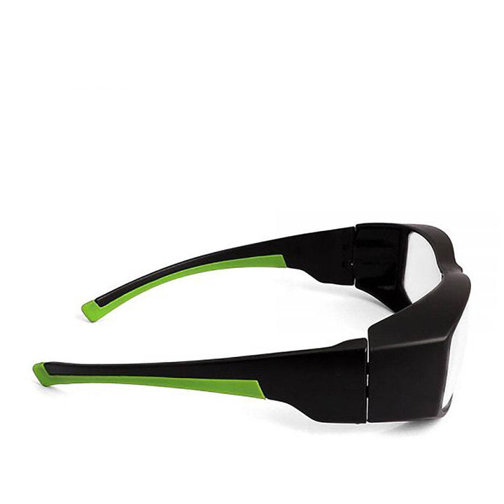Model 17001 Fitover lead glasses in black green side view - safeloox