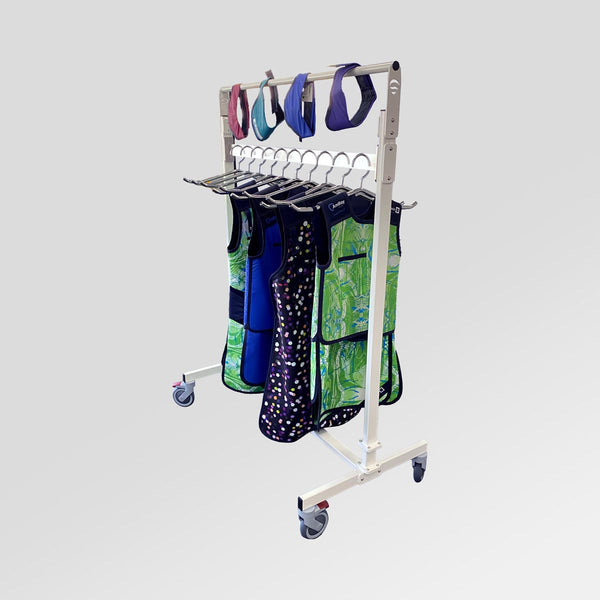 Apron Rack with colourful designed x-ray aprons and collars
