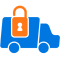 Truck icon with a padlock