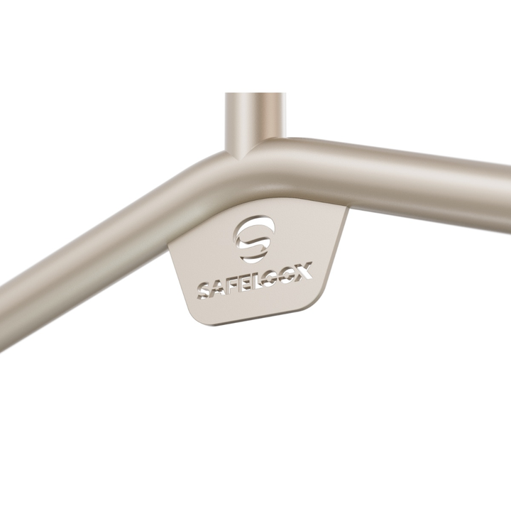 stainless steel apron hanger front view - safeloox