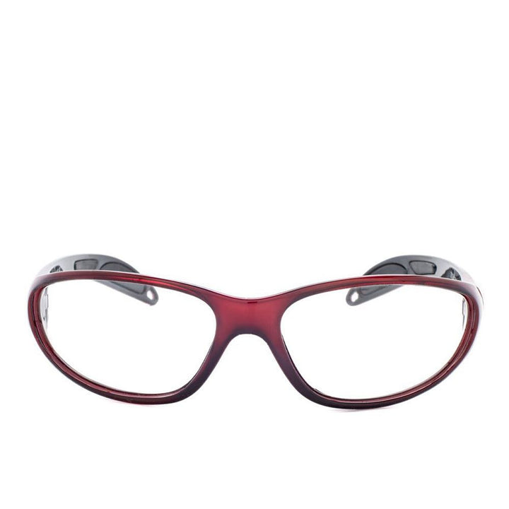 Model 208 lead glasses in red front view - safeloox