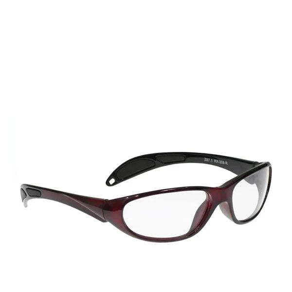 Model 208 lead glasses in red side view - safeloox