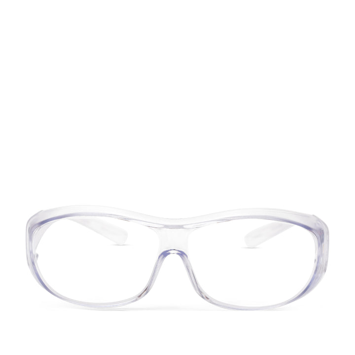 Light guard fitover safety glasses, in clear, front view from safeloox