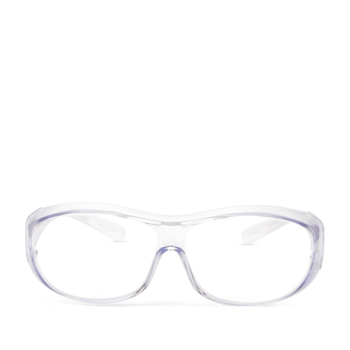 Lightguard medium fitover safety glasses in clear, front view, from safeloox