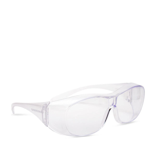 Lightguard medium fitover safety glasses in clear, side view, from safeloox