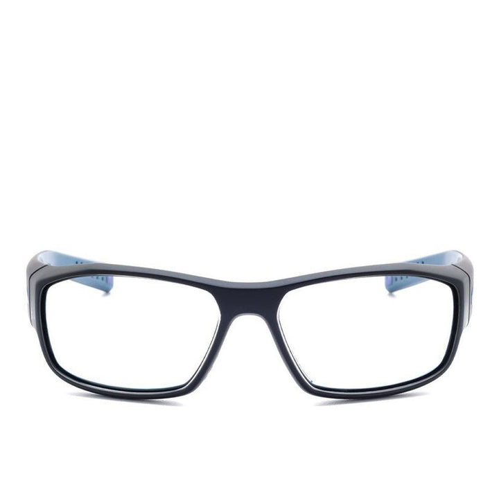 Nike Brazen lead glasses in matte black blue front view - safeloox
