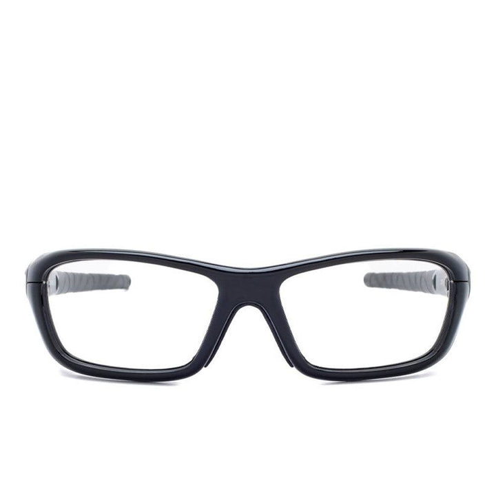 Model Q200 Lead Glasses in black front view - safeloox