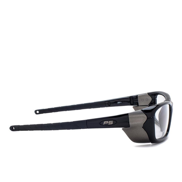 Model Q200 Lead Glasses in black side view - safeloox