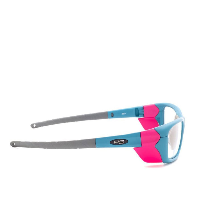 Model Q200 Lead Glasses in blue pink side view - safeloox