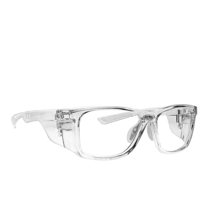 Hipster safety glasses in crystal clear side view - safeloox