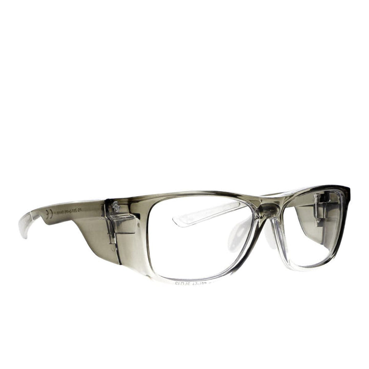 Hipster safety glasses in crystal grey side view - safeloox