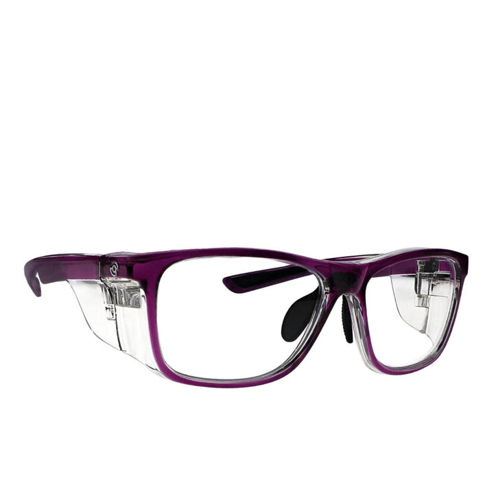 Hipster safety glasses in crystal purple side view - safeloox