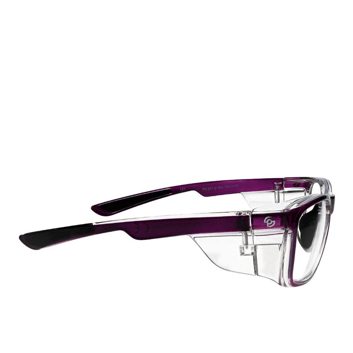 Hipster safety glasses in crystal purple side view - safeloox