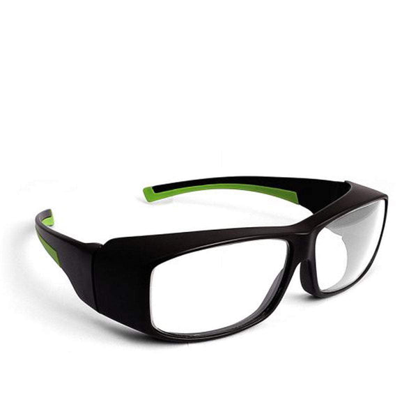 Model 17001 Fitover lead glasses in black green side view - safeloox