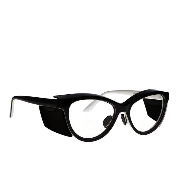 Nynx lead glasses in white black side view - safeloox