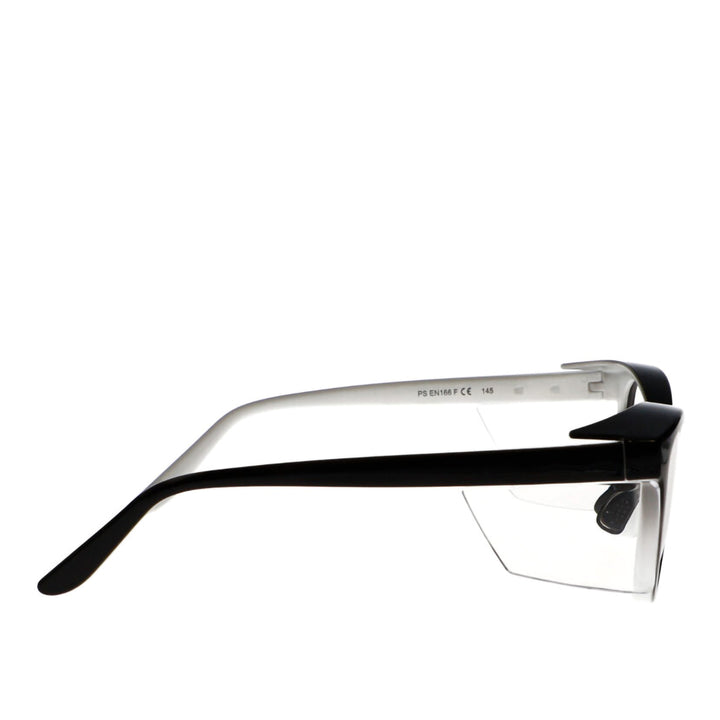 Nynx Splash Safety Glasses in black white side view - safeloox