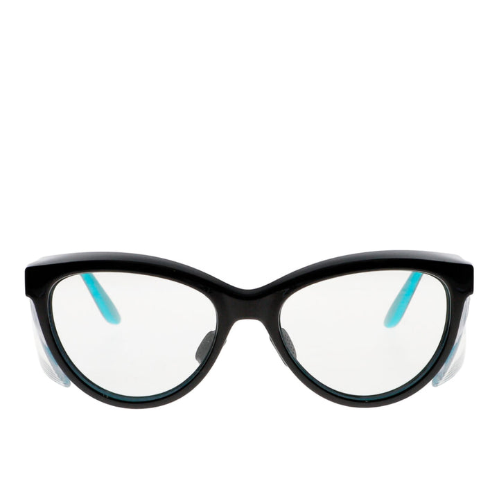 Nynx Splash Safety Glasses in black teal front view - safeloox