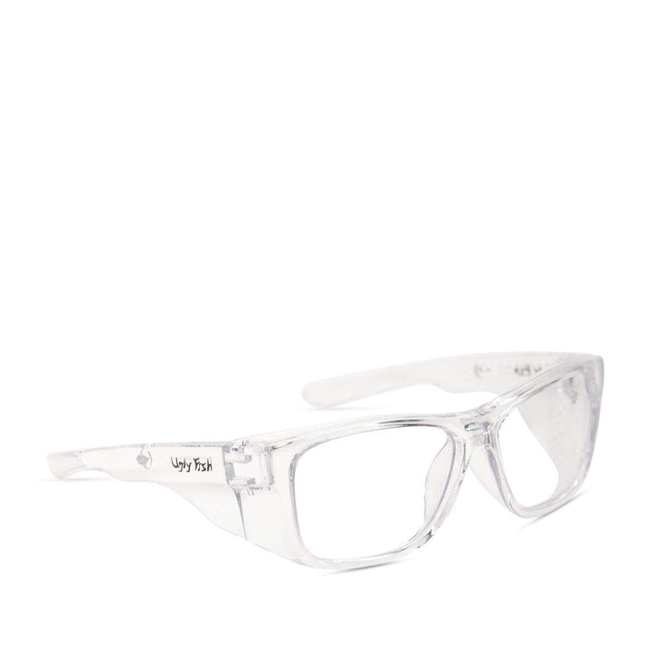 Sparkie Splash Safety Glasses in clear side angle from safeloox