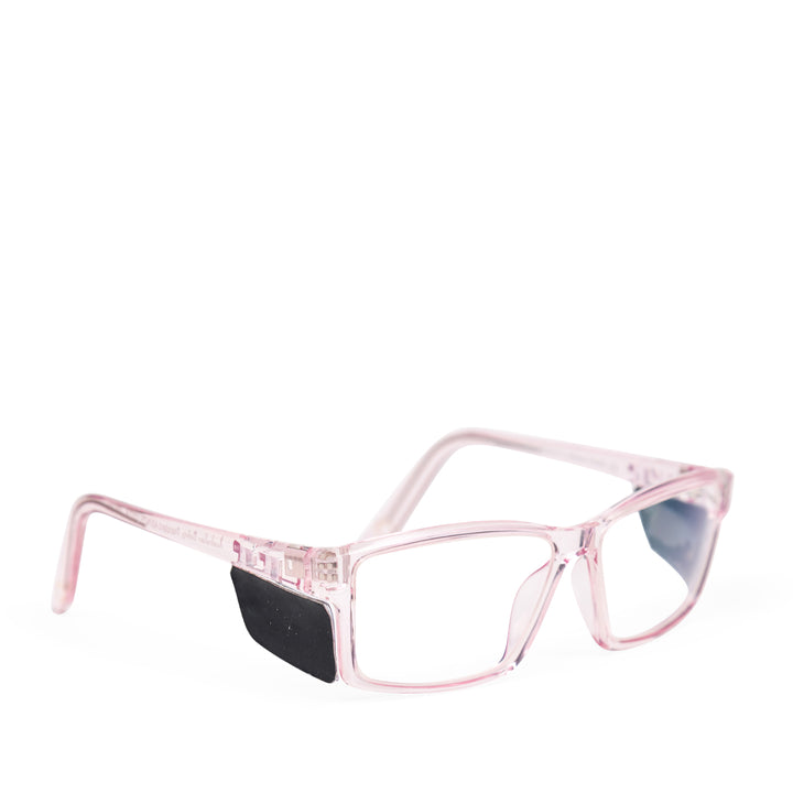 Twister lead glasses in clear pink side view from safeloox