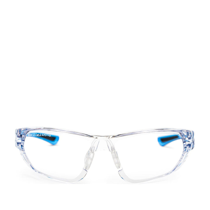 Wedgetail splash safety glasses in blue front view - Safeloox